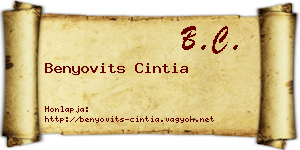 Benyovits Cintia névjegykártya